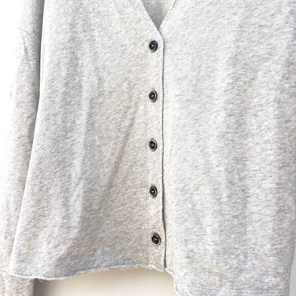 ME+EM Cotton Heather Gray Grey Cardigan Sweater Size 10 Light Minimalist - Picture 5 of 8
